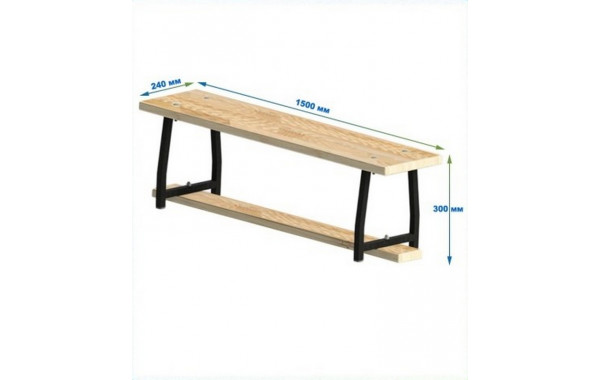 Скамейка гимнастическая 1500мм (щит.сосна) ножки метал Dinamika 600_380