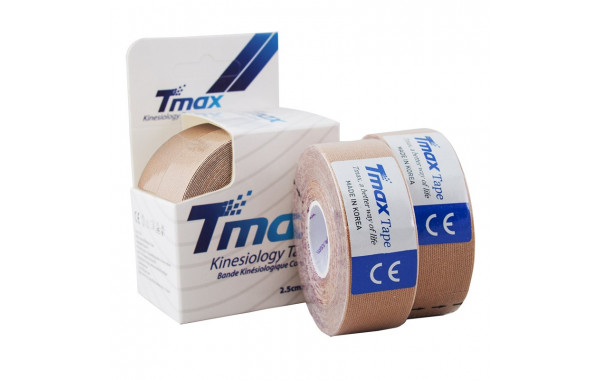 Тейп кинезиологический Tmax Extra Sticky Biege (2,5 см x 5 м), 2 шт, 423815, телесный 600_380