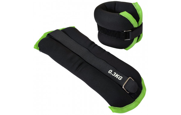 Утяжелители Sportex (2х0,3кг) (нейлон) в сумке (черный с зеленой окантовкой) ALT Sport HKAW101-5 600_380