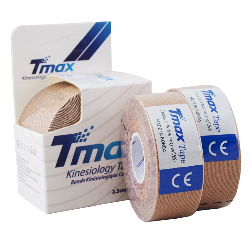 Тейп кинезиологический Tmax Extra Sticky Biege (2,5 см x 5 м), 2 шт, 423815, телесный 800_800