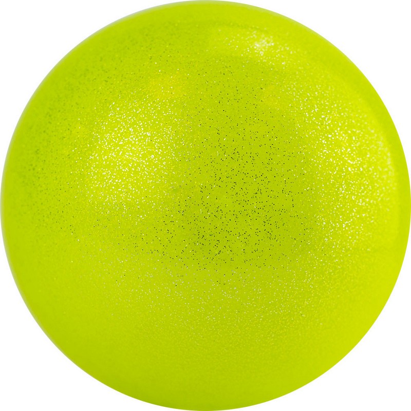 Мяч для художественной гимнастики однотонный d19см AGP-19-03 ПВХ, желтый с блестками 800_800