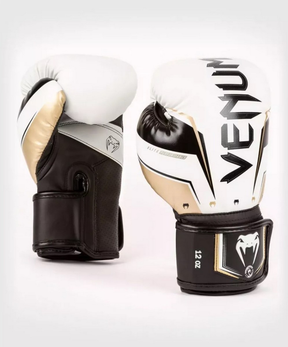 Перчатки Venum Elite Evo 04260-226-10oz белый\золотой 997_1200