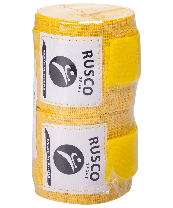 Бинт боксерский Rusco 3,5м, х/б, желтый 665_800