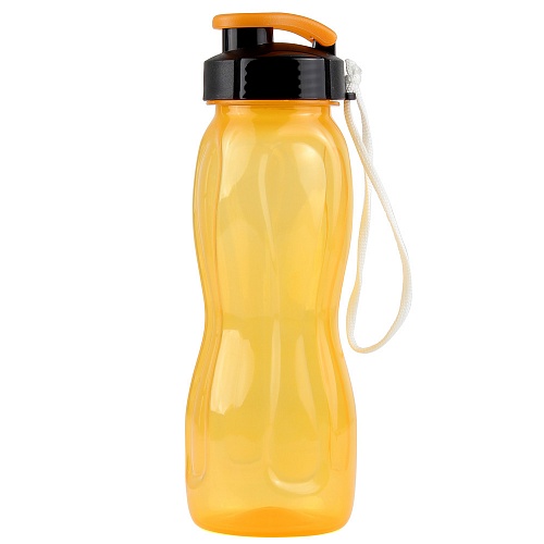 Бутылка для воды 550 мл WOWBOTTLES, шнурок в комплекте, прозрачно/желтый КК0471 500_500