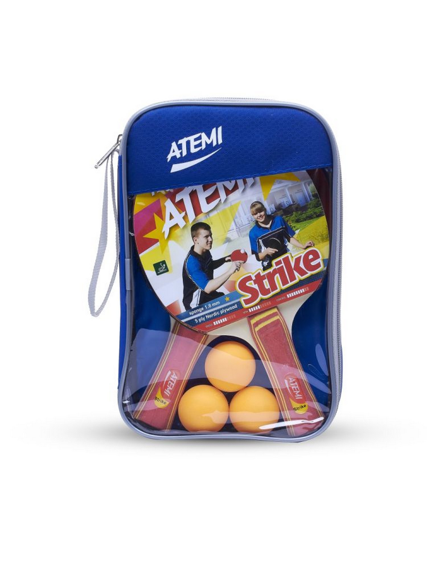 Набор для настольного тенниса Atemi Strike (2ракетки+чехол+3 мяча***) 1500_2000