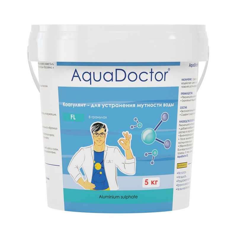 Флокулянт гранулы, коагулирующий препарат, быстрорастворимый AquaDoctor 5кг AQ1555 800_800